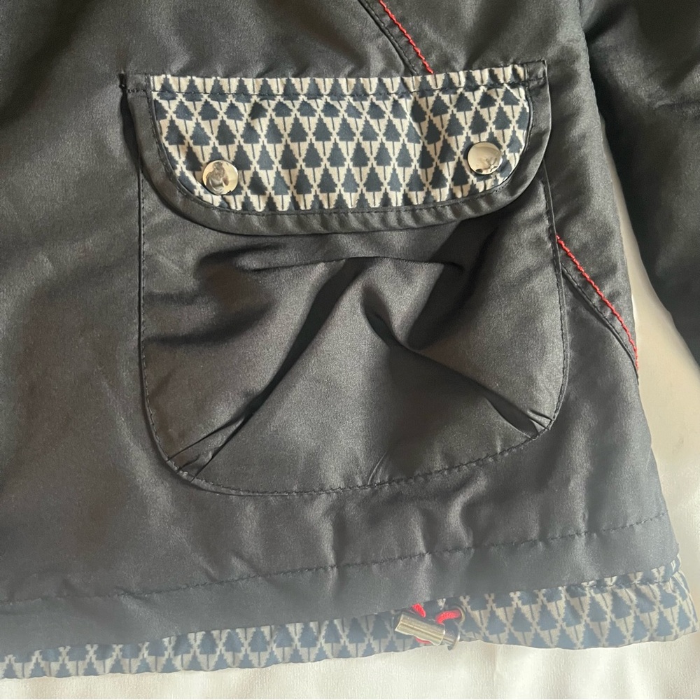 MYUNG SHIN Men’s Black Gray Red Contrast Stitched Hooded Toggle Nylon‎ Jacket XL - Picture 11 of 16
